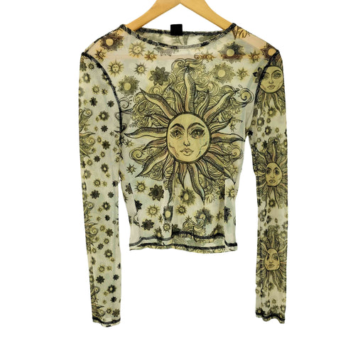 アーバンアウトフィッターズ URBAN OUTFITTERS 英国製 サン 太陽 総柄 クルーネック カットソー セカンドスキン レディース import:M